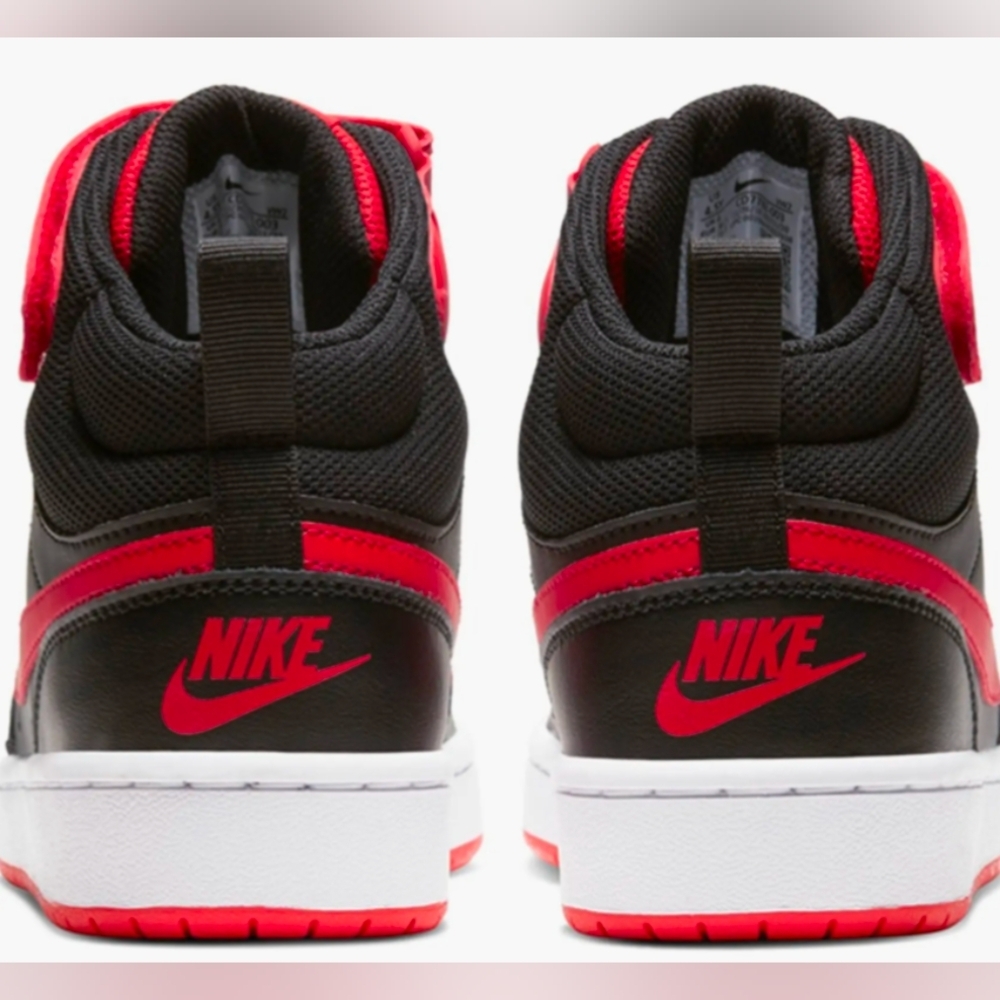 Nike Court Borough Mid 2 Black/Red Sneakers Size 7Y Like New  - Picture 3 of 10